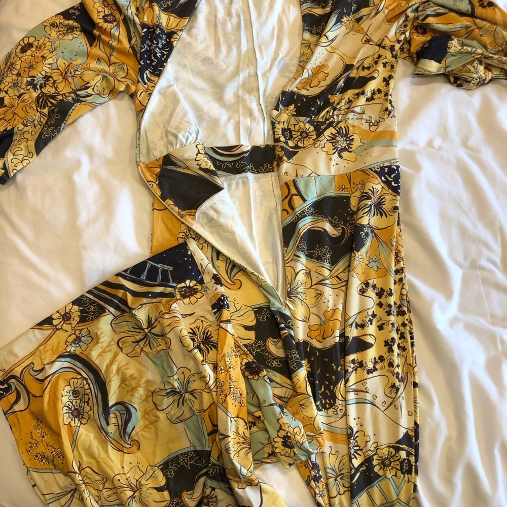 Free People Yellow Multi Floral Print Boot-Cut Jumpsuit - Picture 4 of 5